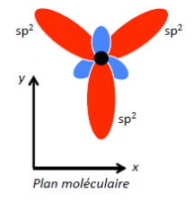 Trois hybrides sp² dans le plan moléculaire