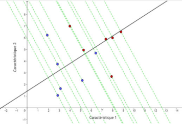 Figure 2.13 : projection des données sur le nouvel axe (1)