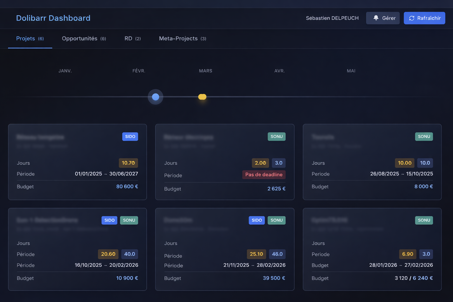 Aperçu Dolibarr Project Dashboard